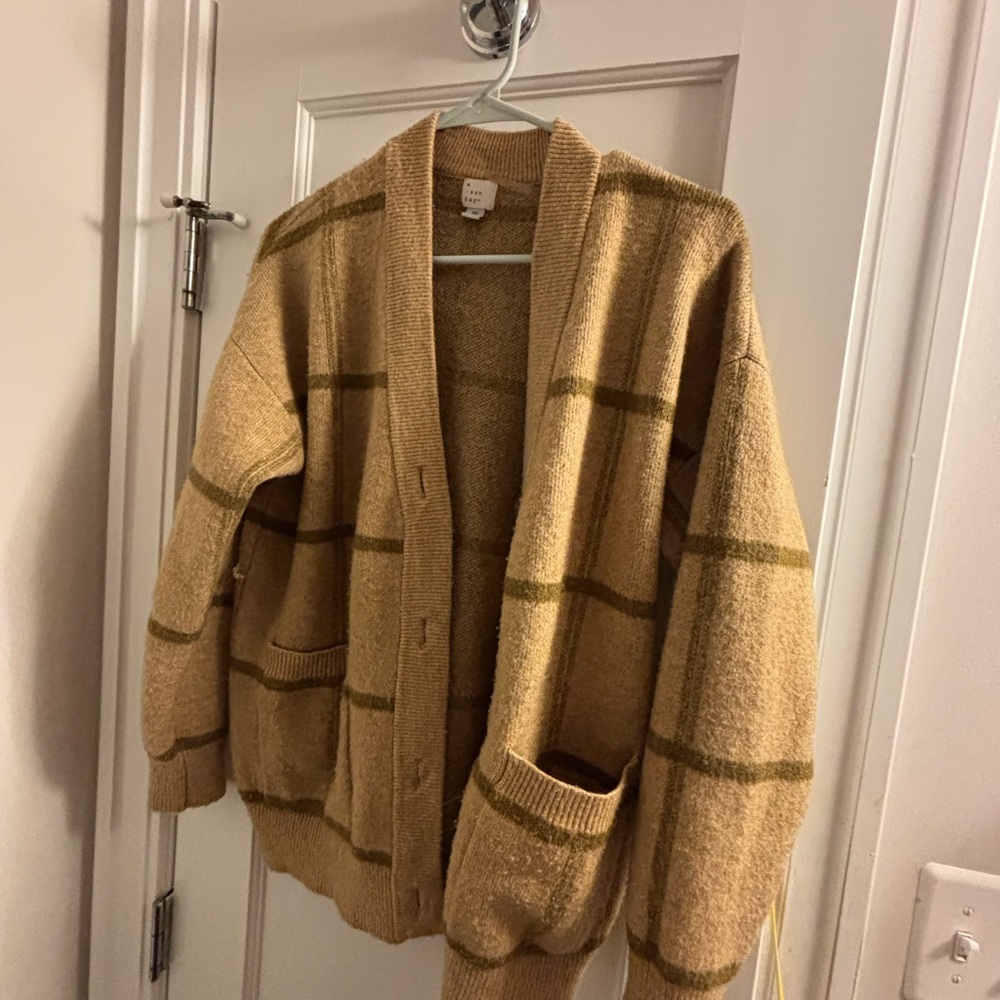 A New Day Tan and Olive Cardigan